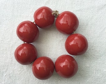 Perles en Céramique Artisanales rouge tomate