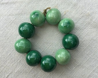 Perles en Céramique Artisanales camaïeu de vert
