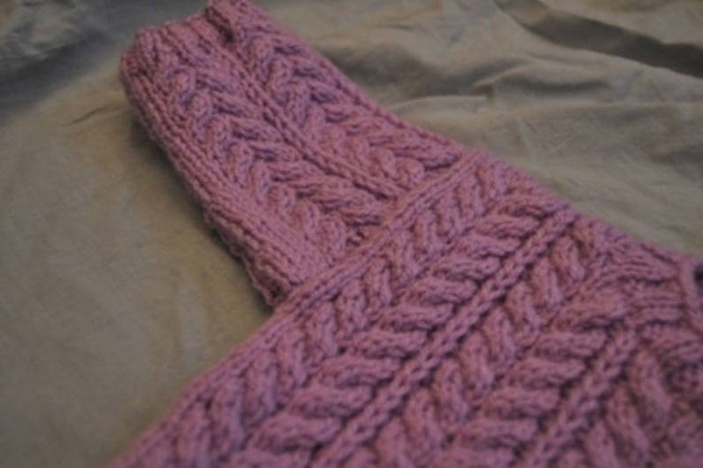 Hand knit Irish sweater 6 month purple image 4