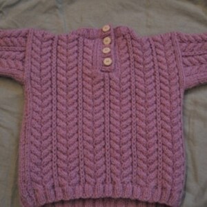 Hand knit Irish sweater 6 month purple image 2