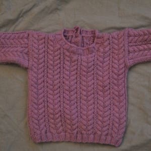 Hand knit Irish sweater 6 month purple image 1