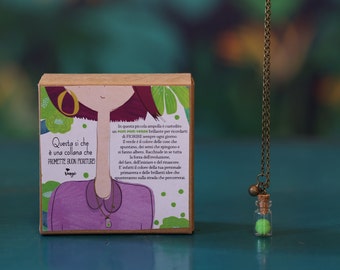 Bright green pom pom necklace - chromotherapy