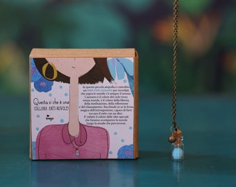 Blue pom pom necklace - chromotherapy