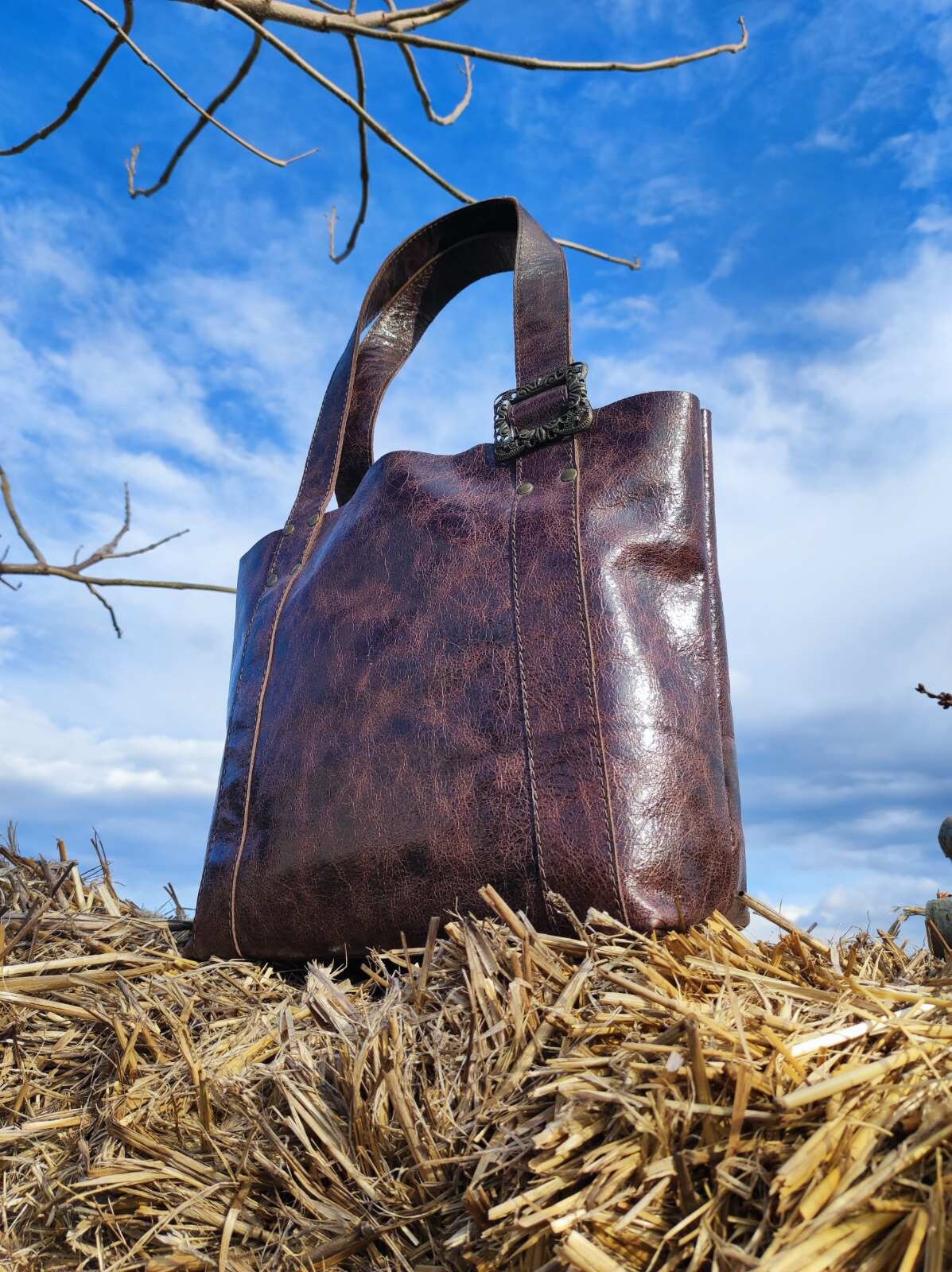 Tote Bag Handmade With Brown Cracked Distressed Leather Etsy Ireland