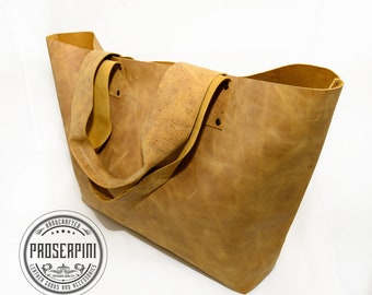Rustic Mustard oversize Tote, handmade with durable ItalianRustic Leather available with authentic Personalization