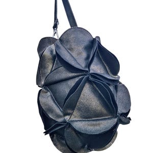 Metallic Leather bag, handmade with Black glitter leather
