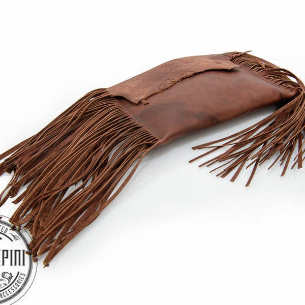 Raw leather fringe Clutch, Custom made to order with Personalization