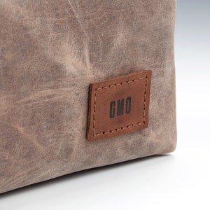 Mini Leather Dopp kit, Made to order Shaving Bag, Rustic Gray Personalized Handmade Bag, Gift for him, Groomsman Leather Gift, Gift for men image 4