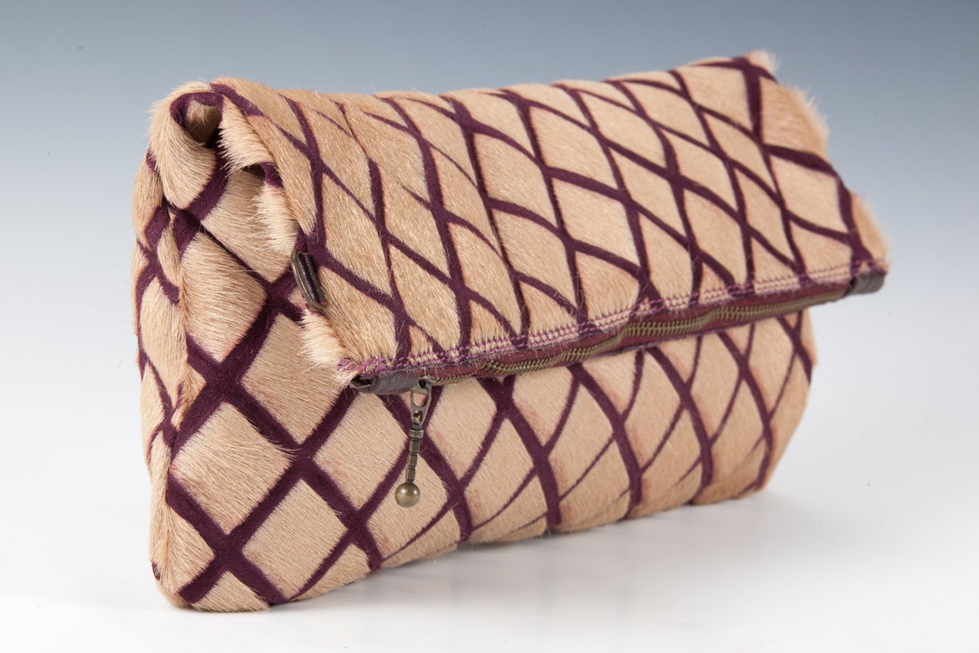 Foldover Cowhide Clutch One of A Kind Bag Wristlet Clutch Etsy