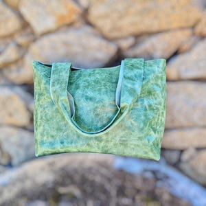 Forest Green Giant Tote, schwere Einkaufstasche, handgemacht mit dickem italienischem rustikalem Leder, freie Personalisierung