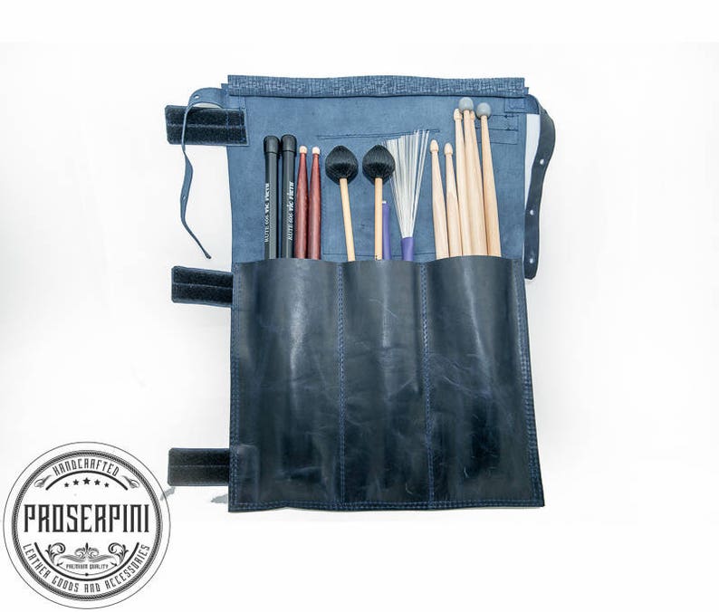 Leather Drum Stick bag, Handmade to order, available with personalization image 1