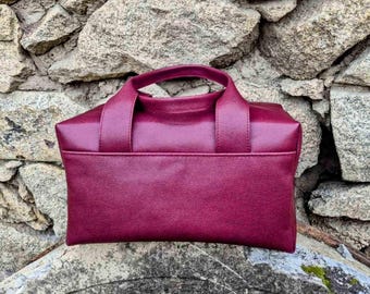 Bolso de viaje burdeos, bolso de lona de cuero hecho a mano, bolso de viaje, bolso de fin de semana de cuero, bolso de mano de cuero hecho a mano
