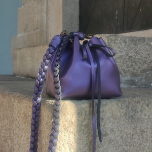 Mini Leather Bucket bag with Personalization, large variation of colors