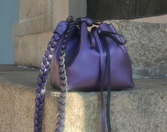 Mini Leather Bucket bag with Personalization, large variation of colors