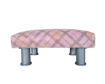 REPOSAPIÉS a cuadros rosa Debajo del escritorio, reposapiés bajo LISO de 5" con pies de plástico, hecho a mano con suave gamuza italiana. Disponible en muchos colores