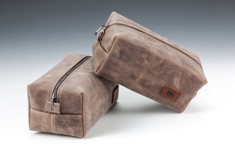 Set of 4, Dopp kits, Handmade with Real Leather with Personalization image 9