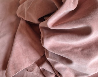 Cuero de ante rosa pálido suave, cuero de ante de becerro italiano natural, pieles para manualidades y proyectos de bricolaje