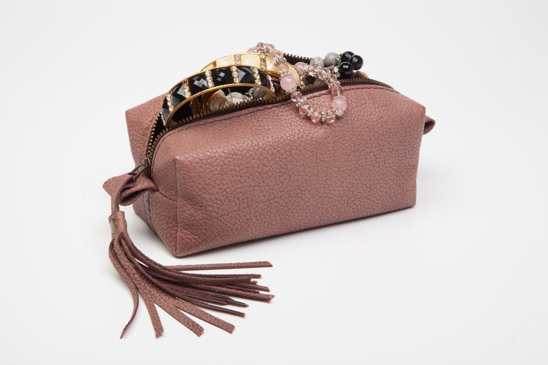 Leather Jewelry Pouch Handmade to Order With Real Leather, Personalized