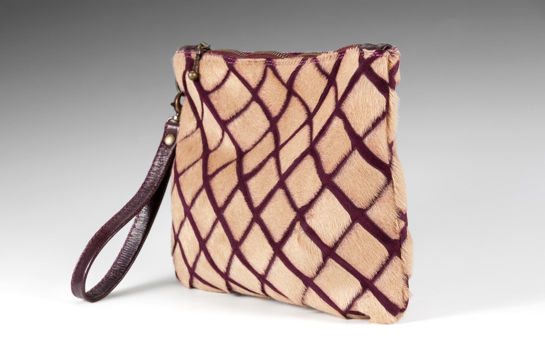 Pony Hair Clutch Handmade With Soft Natural Leather With Free