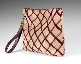 Clutch de pelo de pony hecho a mano con suave piel natural con personalización gratuita