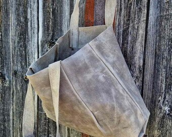 Gray XXL leather bag, Handmade oversized bag, Everyday shopper bag, Large tote bag, Everyday handbag for women, Slouchy Leather bag