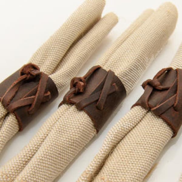 Set of 6 Italian Leather Napkin Rings