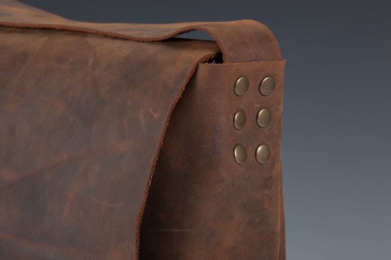OOAK Sturdy Leather Messenger Bag Handmade With Rustic Etsy