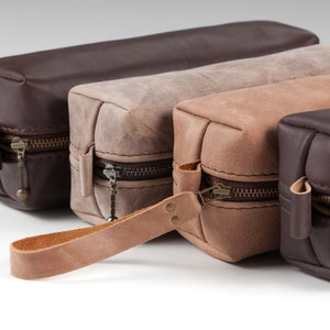 Set of 4, Dopp kits, Handmade with Real Leather with Personalization image 1