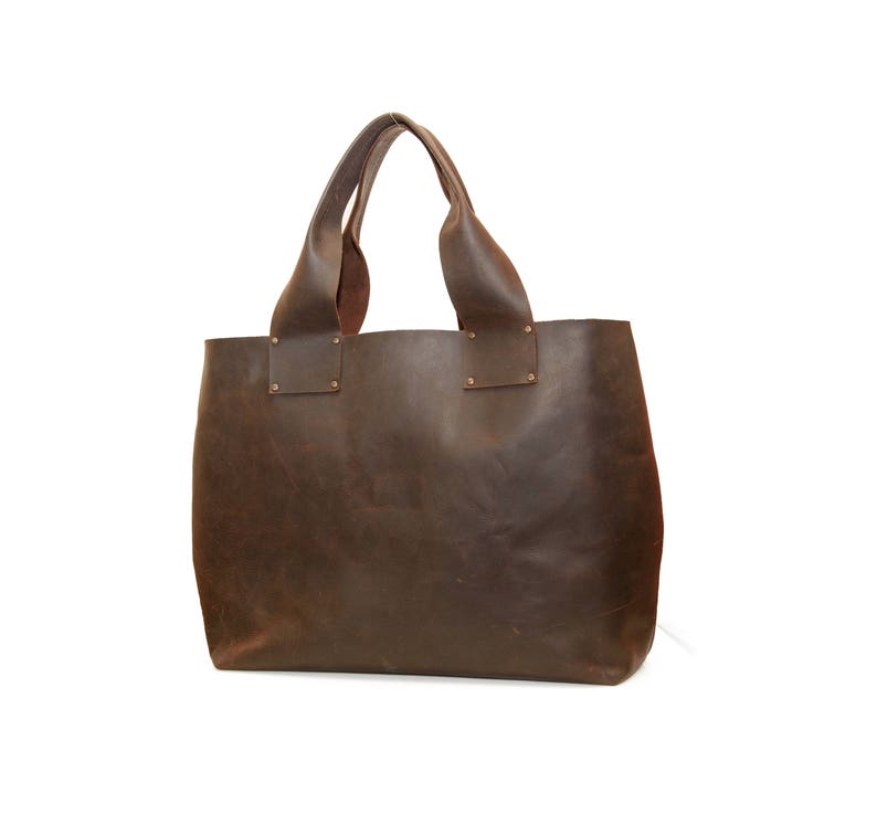 Handmade Large Tote Bag Leather Handbag Brown Tote Rugged - Etsy