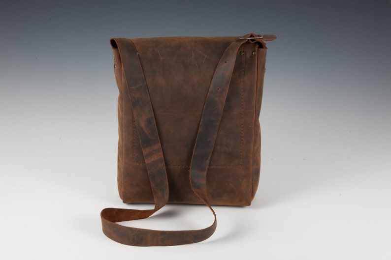 OOAK Sturdy Leather Messenger Bag Handmade With Rustic Etsy