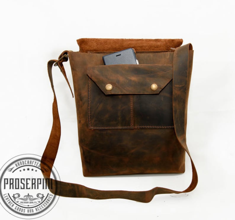 OOAK Sturdy Leather Messenger Bag Handmade With Rustic Etsy