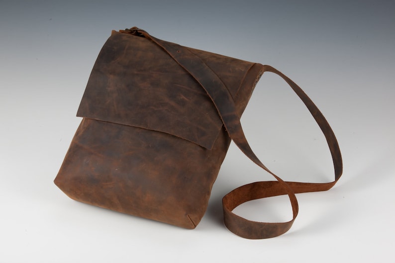 OOAK Sturdy Leather Messenger Bag Handmade With Rustic Etsy