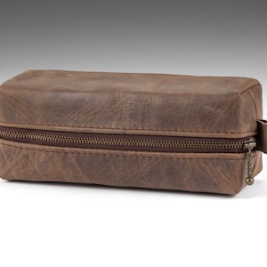 Walnut Leather Pouch, Leather Cosmetic bag, Leather Pencil Case, Personalized Purse organizer, Leather Handmade Dopp kit, Leather puse small