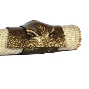 12 Serviettenringe handgefertigt mit Vintage Gold Patent italienisches Leder