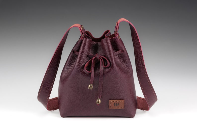 Mini Sturdy Leather Bucket bag with Personalization 