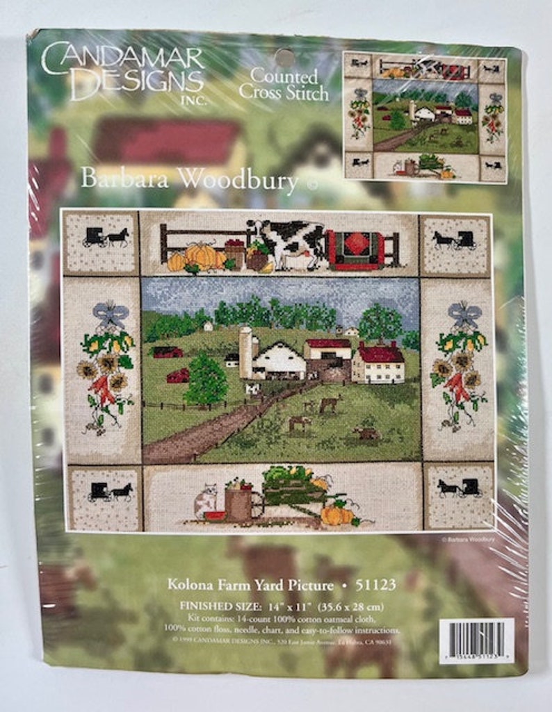 Kolona Farm Yard Picture by Barbara Woodbury Counted Cross Stitch Kit ...