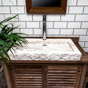 Large Cream Rectangular Stone Sink – 70 x 48 x 7.5cm.