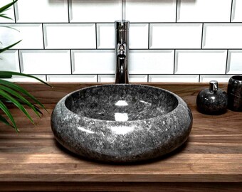 Grey Marble Donut Stone Sink. 40 x 12cm.