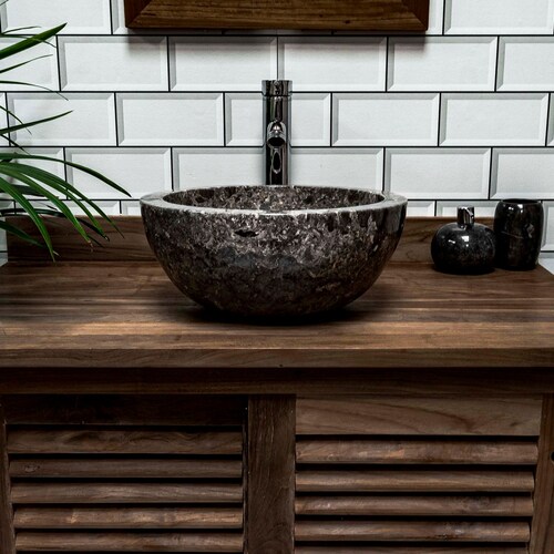 Grey Full Polished Stone Vessel Sink. 35 X 15cm. Etsy