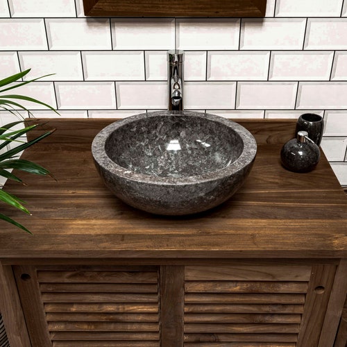 Grey Full Polished Stone Vessel Sink. 40 X 15cm. Etsy