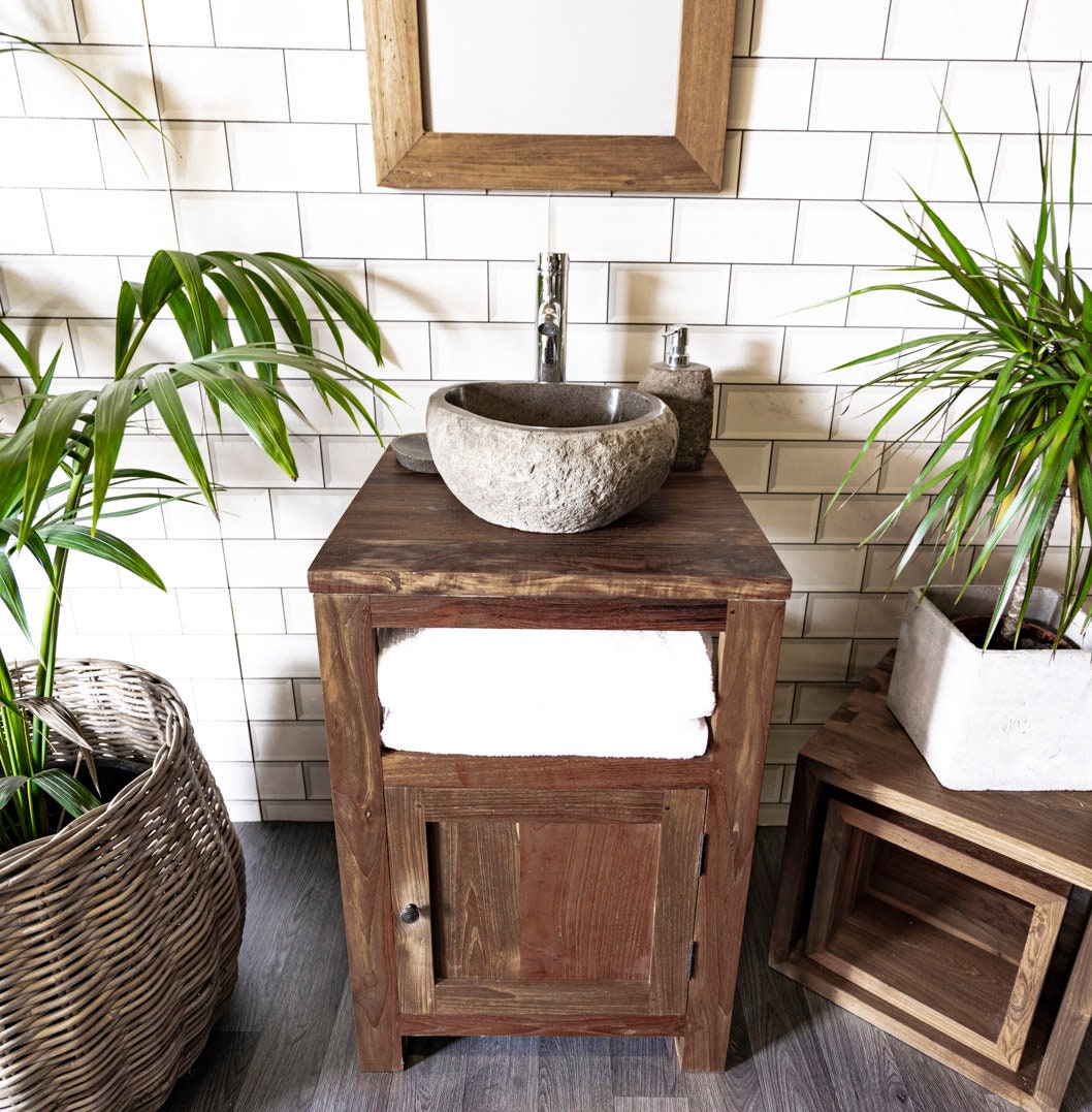 Small Reclaimed Teak Bathroom Vanity, image size:1058x1077
