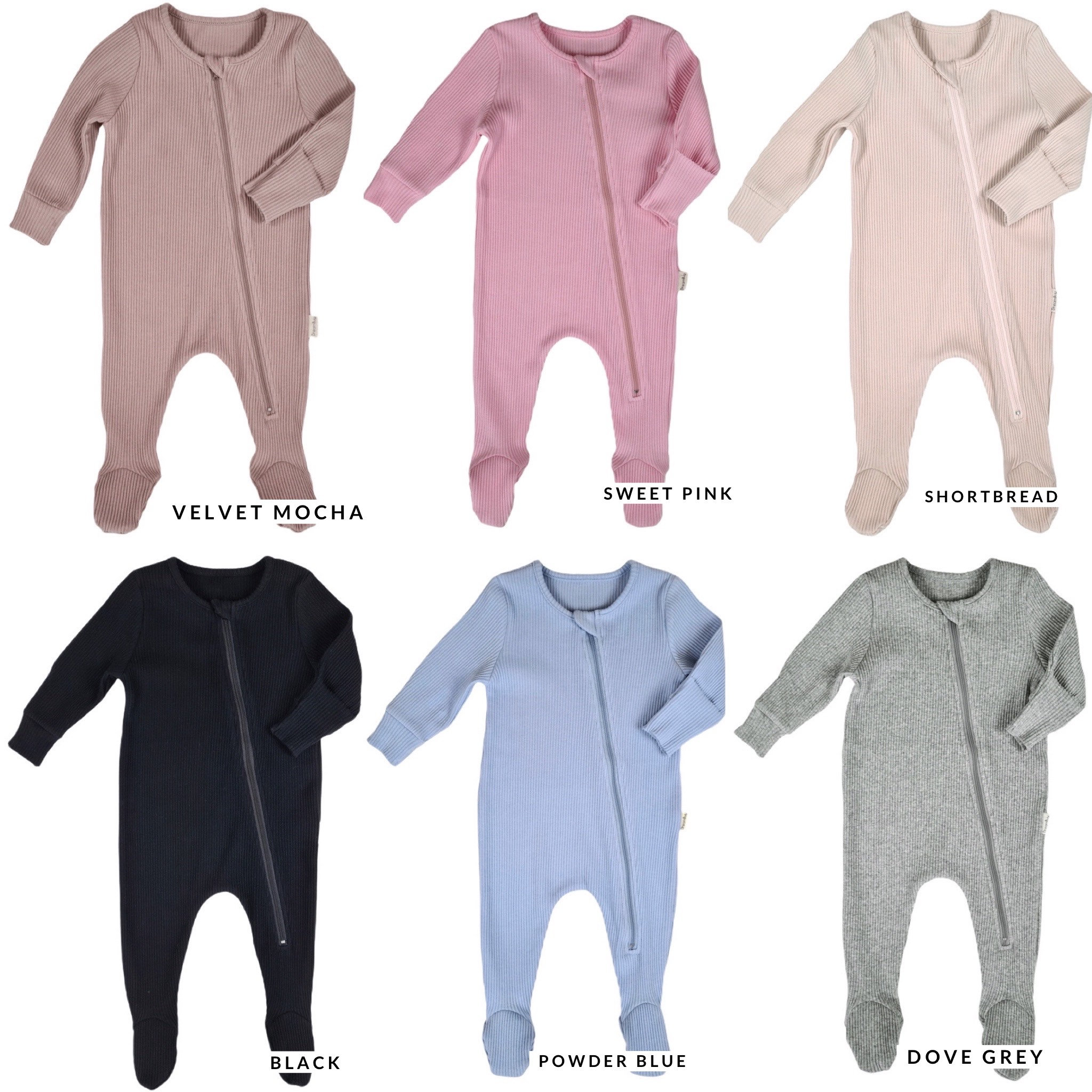 Baby Zip up Sleepsuit Ribbed Cotton Baby Grow Baby Pyjamas Etsy UK