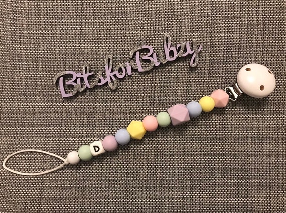 Beautiful Summer Pastel Rainbow Personalised Dummy Clip