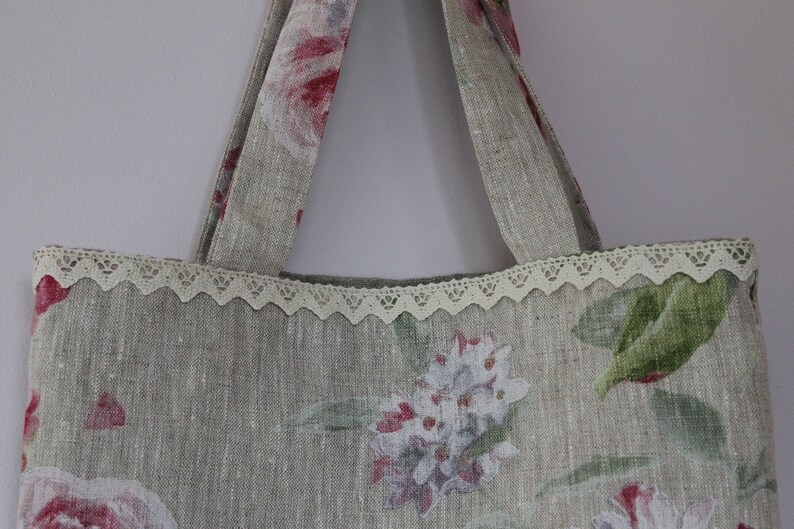 Natural Flower Print CABAS linen only Lace