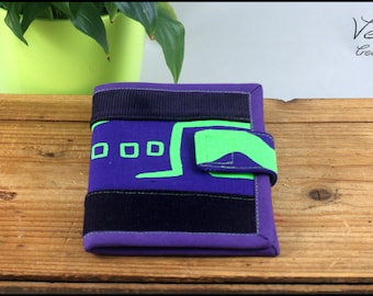 Wallet made of velvet and purple and green