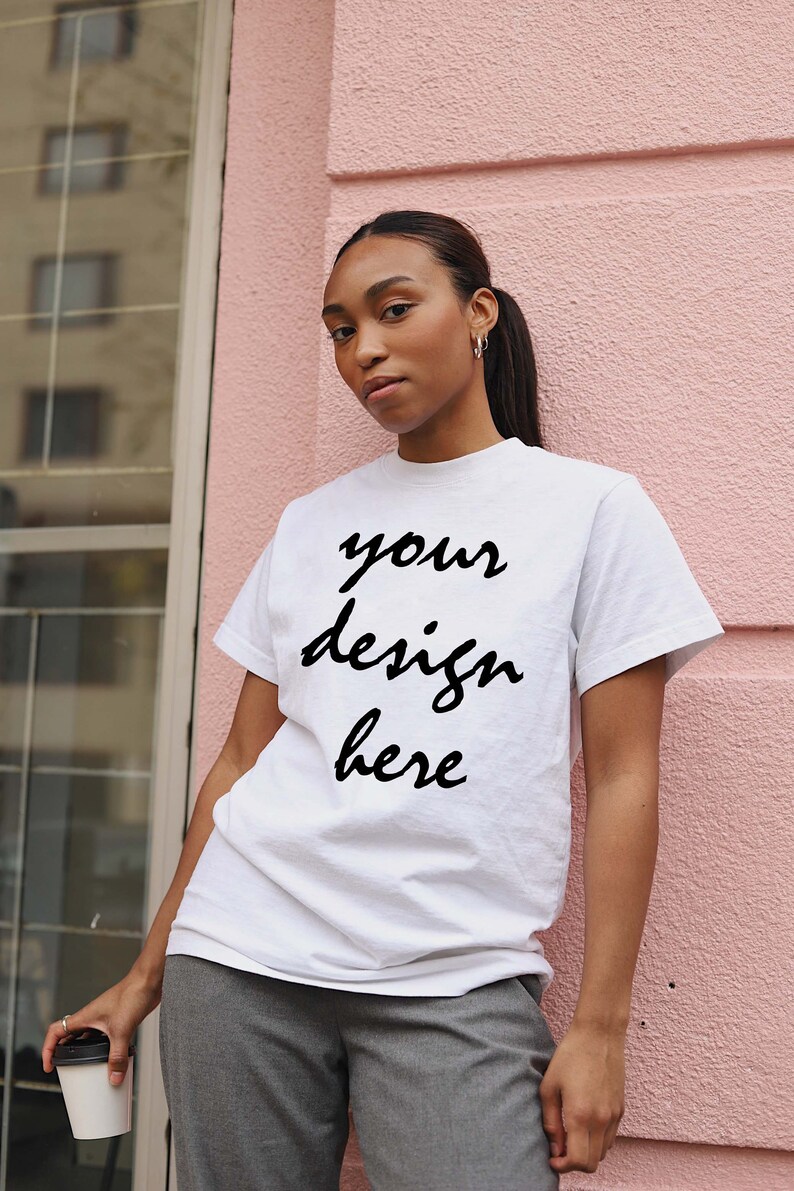 White Tshirt Mockup Woman Black Woman Vibey JPG Download Etsy Hong Kong