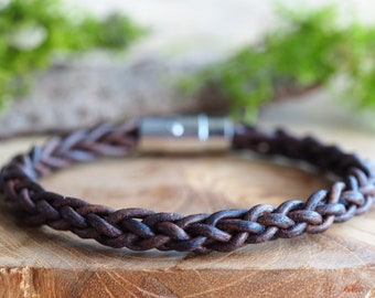 Brown leather bracelet - men's leather bracelet - braided bracelet - birthday gift - men's jewelry - men's gift - gift for him