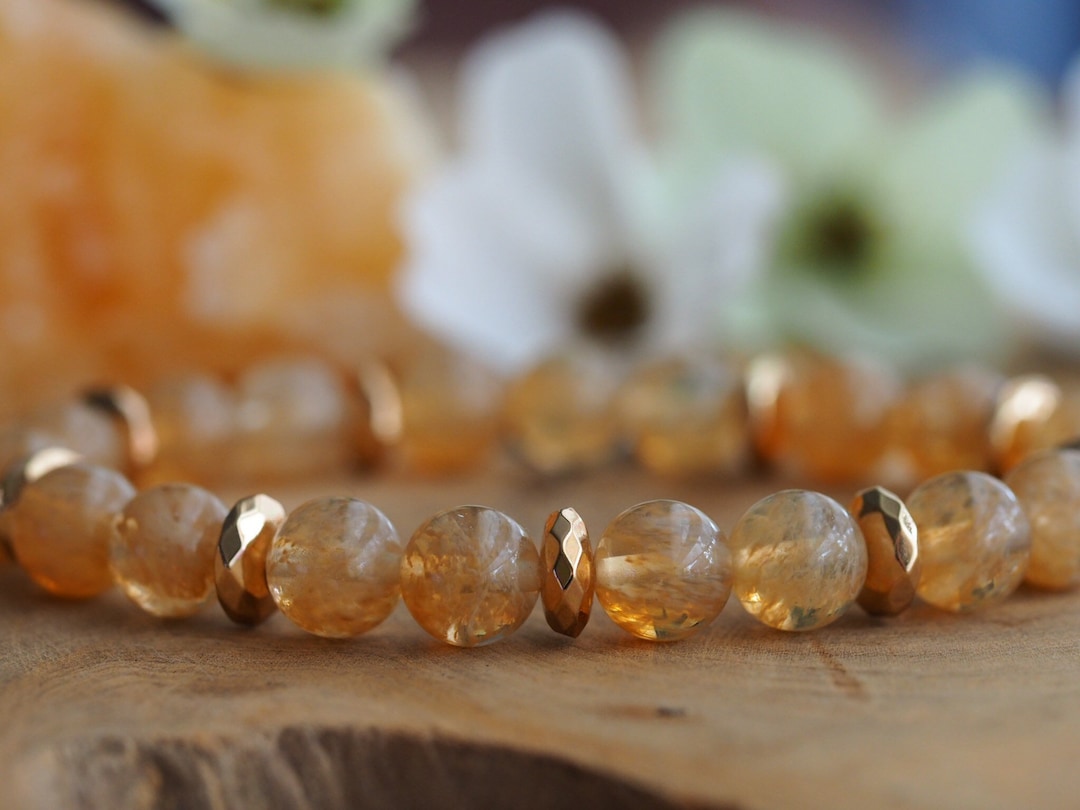 Bracelet Perles Hématite, Citrine Et Lave 8mm - Marque A Bijoux, Fabriqué En France, Neuf