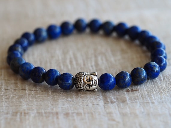 Pulsera De Hombre De Tendencia De 6 Mm De Lapislázuli De De Pulsera De Hombre De Tendencia De 6 Mm De Lapislázuli De De