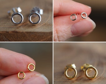 Circle stud earrings Sterling silver - small round stud earrings gold plated Sterling silver - round stud earrings - open round stud earrings